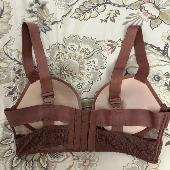 Victoria’s Secret Elegant Mauve Lace Very Sexy Push-up Bra Size 36B Padded Mesh - Picture 2 of 10